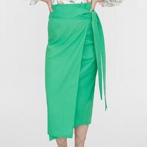 Never Fully Dressed Linen Jasper Skirt Large